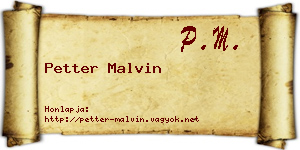 Petter Malvin névjegykártya